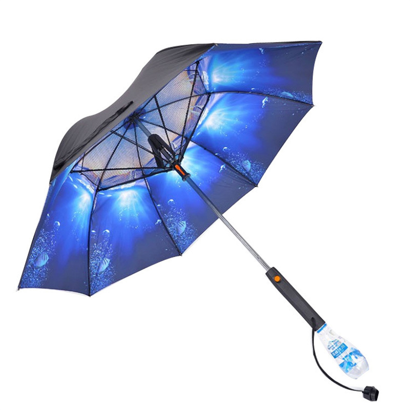 1  Fan Umbrella With Fan And Water Spray Mist Cooling Air Condition Promotional Straight Umbrellas Safe Umbrella With Mist Spray