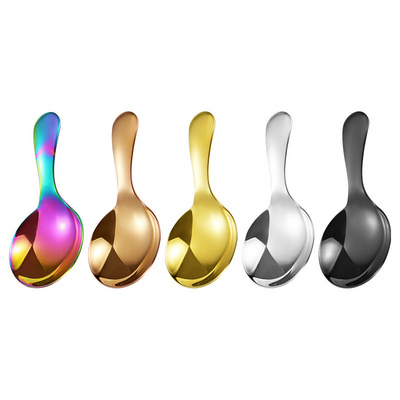 Z09 Short Handle Cute Round Coffee Tea Scoop Stainless Steel 304 Ice Cream Spoon Mini Dessert Spoon For Kids