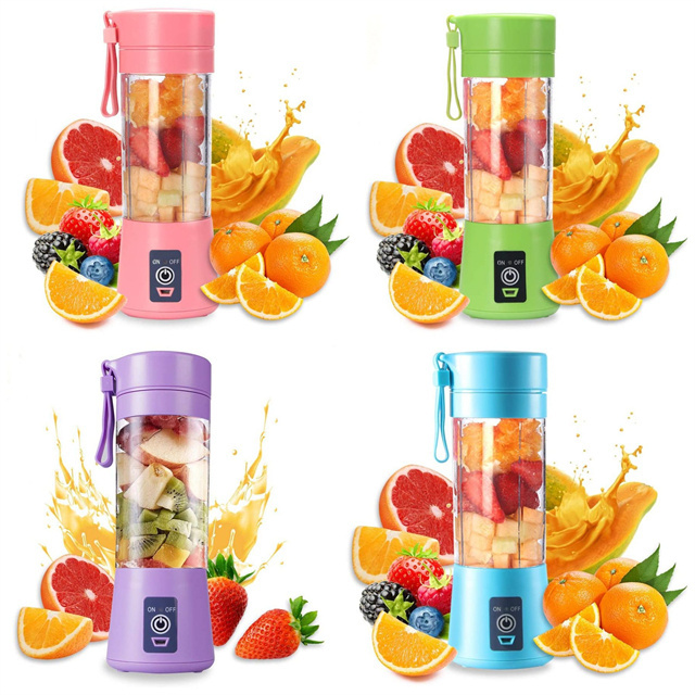 J625 Custom Logo Mini 2 4 6 Blades 380ml Blender Mixer Cup Usb Rechargeable Portable Smoothie Fruit Blender Juicer Bottle