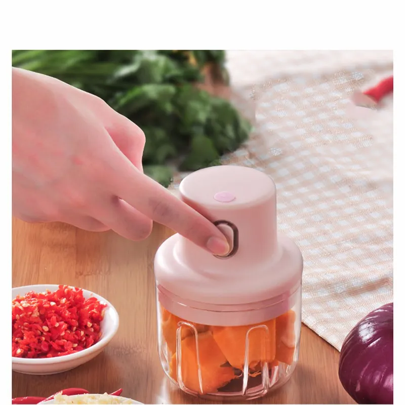 J698 Multi Function Portable 100ml/250ml Pink Electric Usb Mini Fruit Vegetable Nuts Grinder Wireless Meat Garlic Chopper