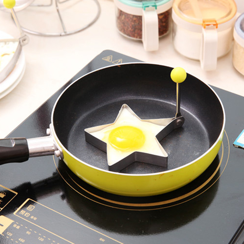 D260 Food grade stainless steel omelette egg frying shaped tool Pancake Egg  round star flower love heart Mold Egg Cooker