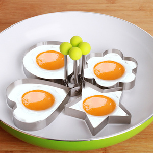 D260 Food grade stainless steel omelette egg frying shaped tool Pancake Egg  round star flower love heart Mold Egg Cooker