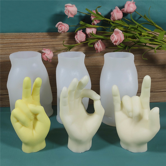 J534 Wholesale New Design Custom Luxury Silicone Candle Mold 2022 Sculpture Finger Silicone Mold For Candle Making