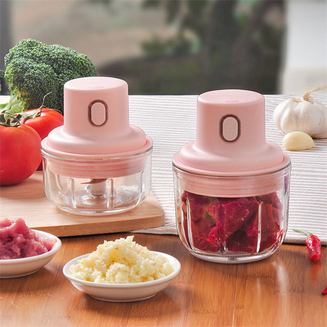 J698 Multi Function Portable 100ml/250ml Pink Electric Usb Mini Fruit Vegetable Nuts Grinder Wireless Meat Garlic Chopper