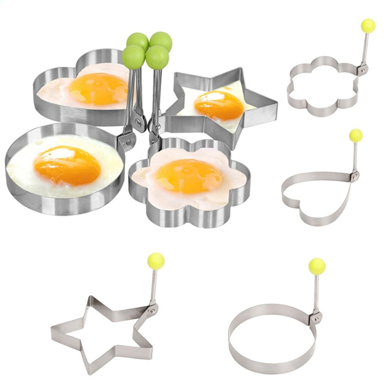 D260 Food grade stainless steel omelette egg frying shaped tool Pancake Egg  round star flower love heart Mold Egg Cooker