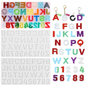 B152 DIY Silicone Letter Keychain Mould Silicone Alphabet Letter Number Pendant Silicone Resin Molds For Resin Art