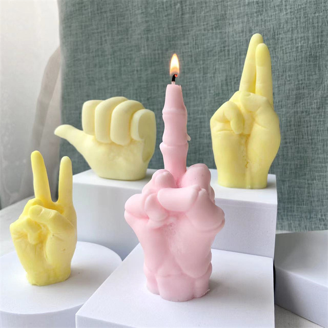 Candle Mould Plaster Handmade 3D Custom Hand Shape Silicone Mold for Candles L1109 DIY Aromatherapy Middle Finger Silicone 1pcs