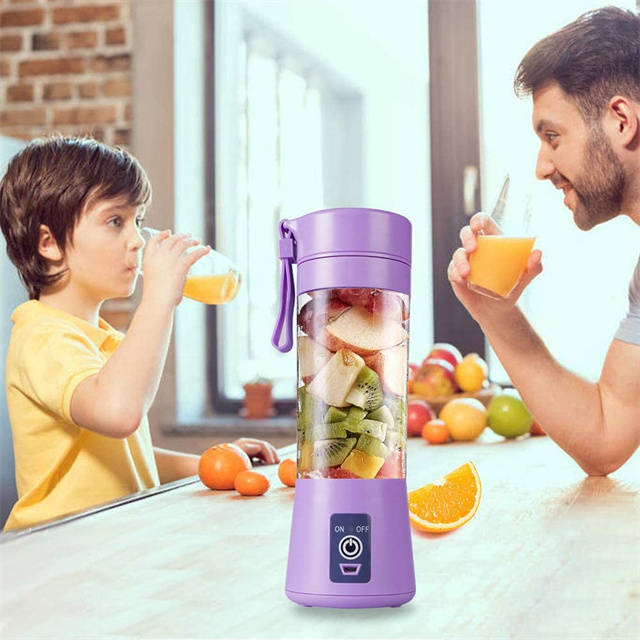 J625 Custom Logo Mini 2 4 6 Blades 380ml Blender Mixer Cup Usb Rechargeable Portable Smoothie Fruit Blender Juicer Bottle