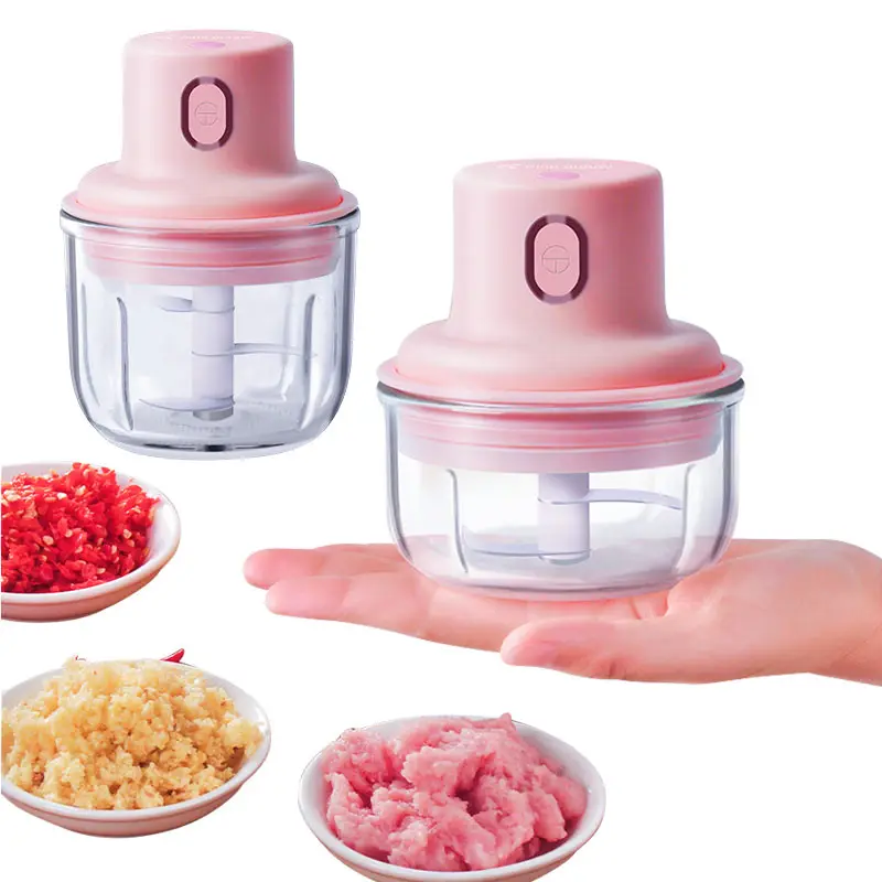 J698 Multi Function Portable 100ml/250ml Pink Electric Usb Mini Fruit Vegetable Nuts Grinder Wireless Meat Garlic Chopper