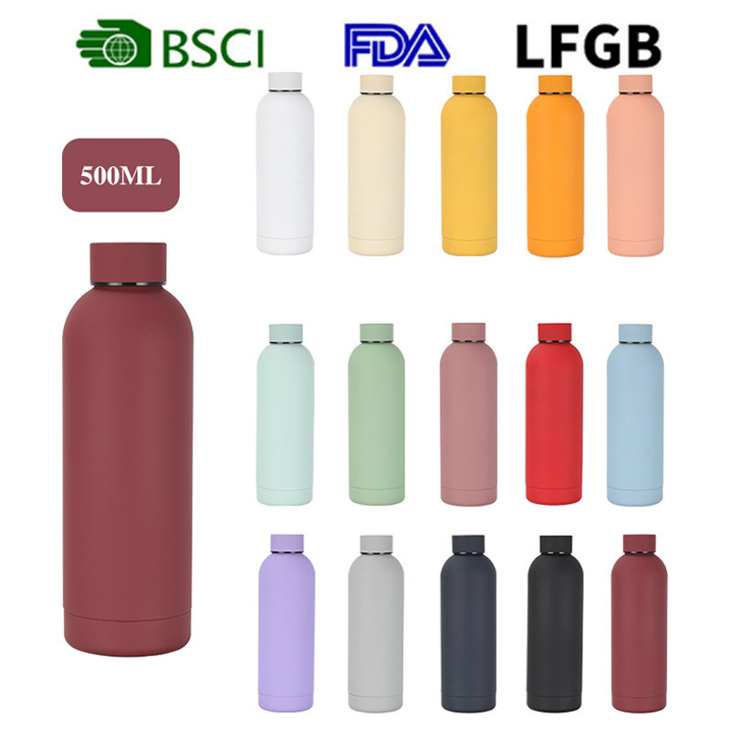 JN37 Stainless Steel Vacuum Thermos Water Bottle Thermoses Cup Rubber Painted Stainless Steel Sport Yoga Bottle