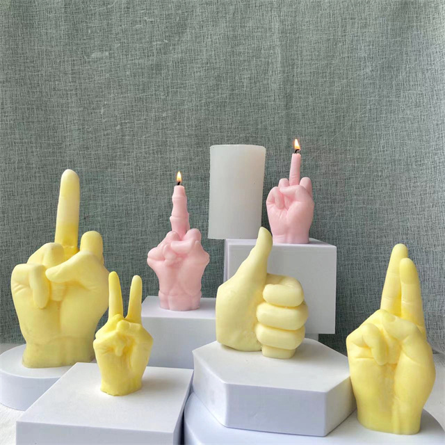 Candle Mould Plaster Handmade 3D Custom Hand Shape Silicone Mold for Candles L1109 DIY Aromatherapy Middle Finger Silicone 1pcs