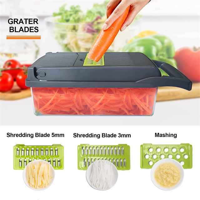 14 in 1 Mandoline Vegetable Slicer Vegetable Chopper Cutter Dicer Julienne Grater Cutter For Onion Garlic Carrot Potato Salad