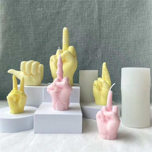 Candle Mould Plaster Handmade 3D Custom Hand Shape Silicone Mold for Candles L1109 DIY Aromatherapy Middle Finger Silicone 1pcs