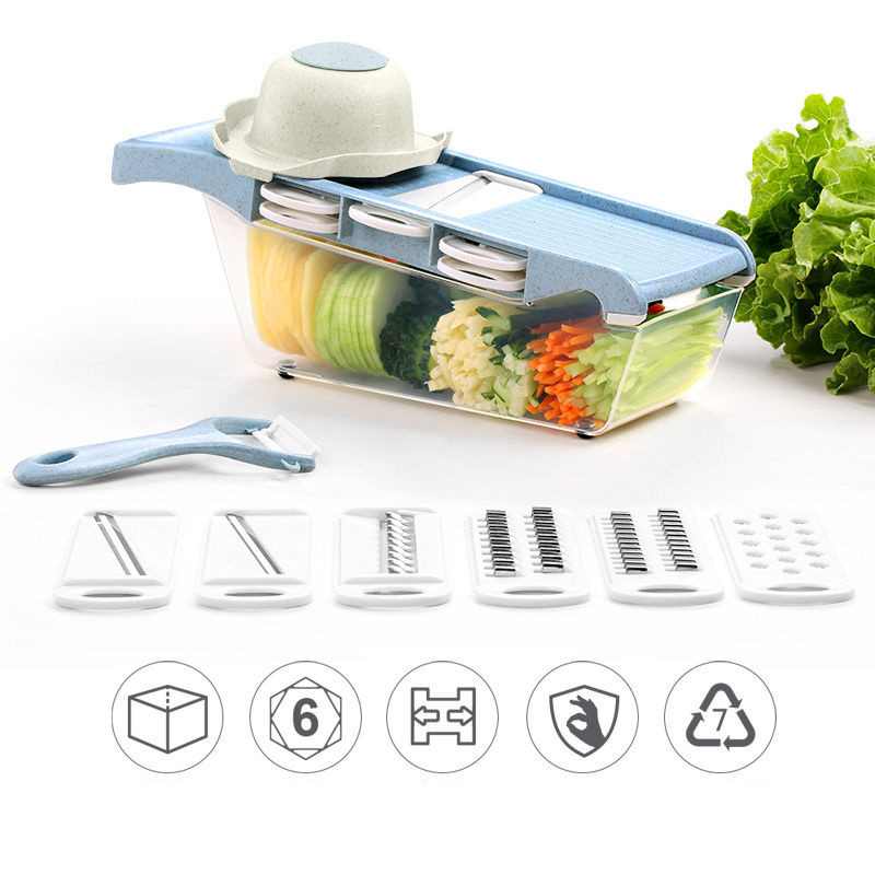 C692 Popular Kitchen Multifunctional Shredder Hand Protector Slicer Colorful Vegetable Chopper Cutter Potato Cube Chopper