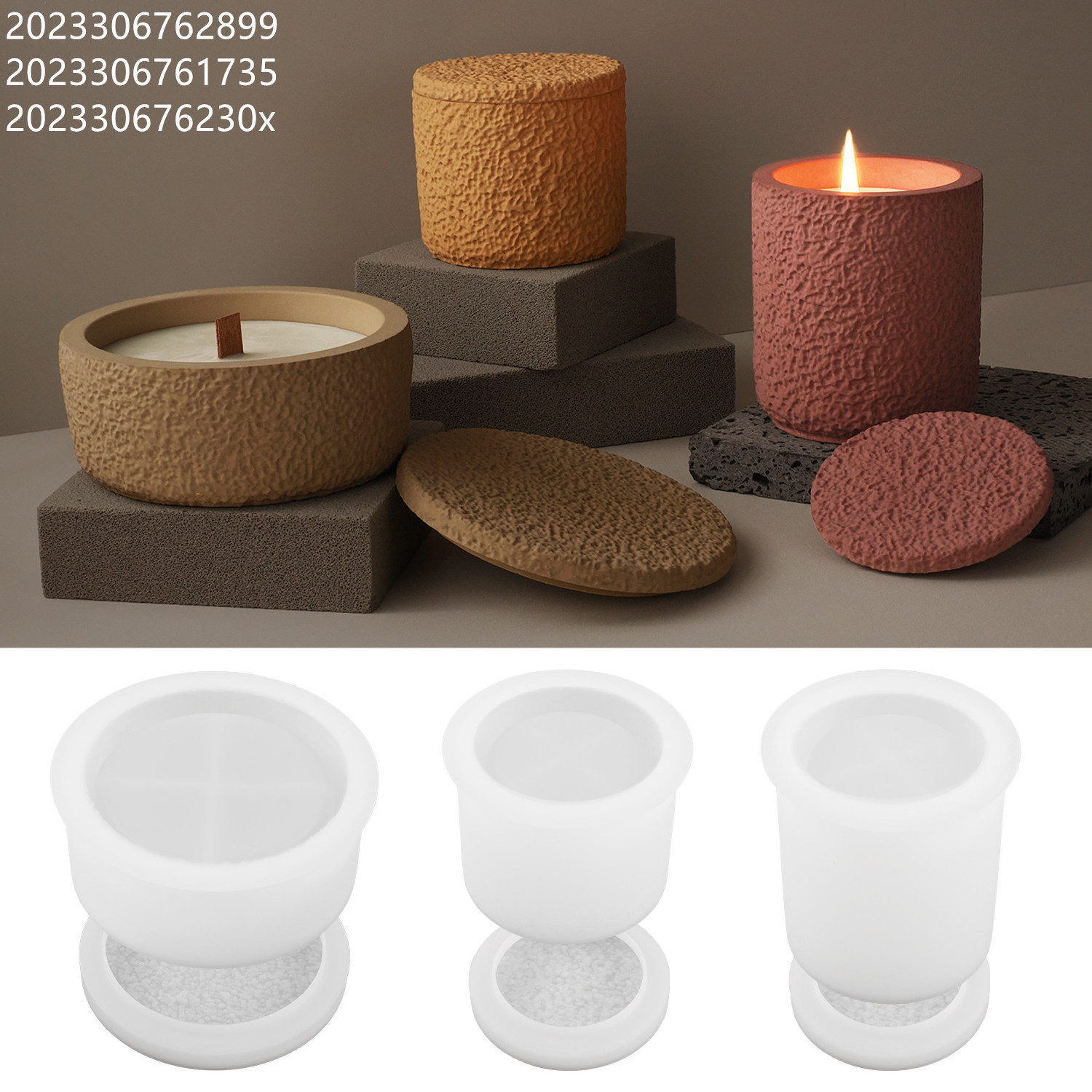 Z024  Nordic Cement Vase Mold Flower Pot Silicone Molds For Concrete Candle Jars with Lid