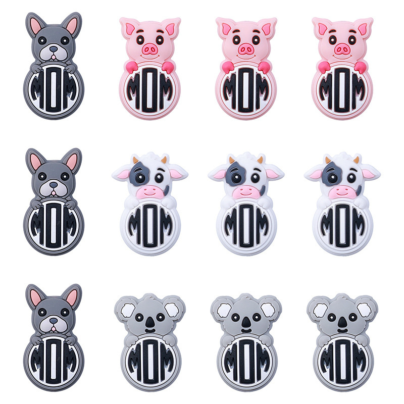 K214 Character Animal Mom Focal Beads Chewable Diy Jewelry Silicone Dog Koala Focal Beads For Pen Making