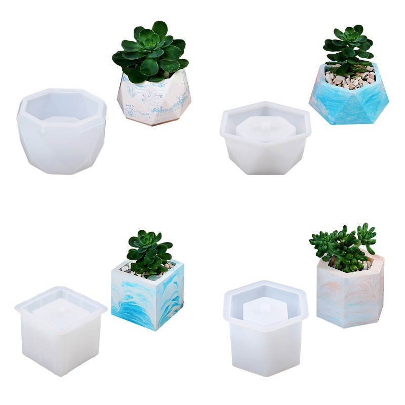 M51 DIY succulent flowerpot cement gypsum flowerpot pot silicone mould candle table decoration penbox Concrete Planter mold