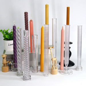 K23 Twisted Spiral Church Plastic Candle Mold Tall Taper Pillar Cylindrical Acrylic Mould DIY Candle Making Tools