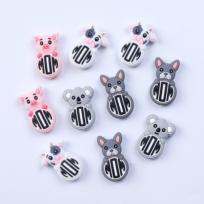 K214 Character Animal Mom Focal Beads Chewable Diy Jewelry Silicone Dog Koala Focal Beads For Pen Making