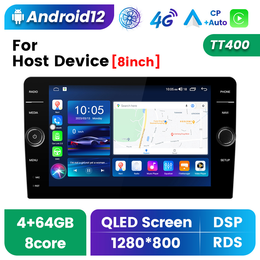 wholesale 8 inch android system universal car radio with knob button 8 core ips dsp audio