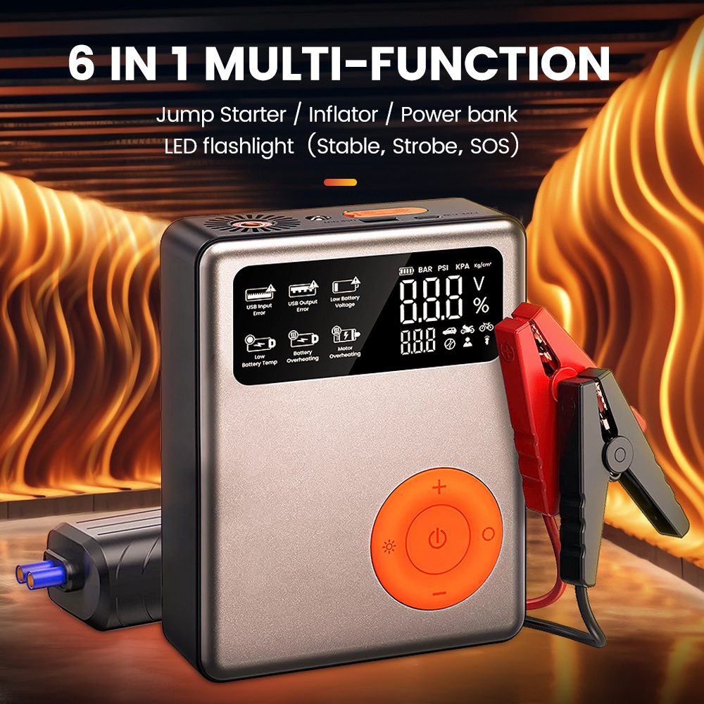 MEKEDE Jump Starter With Air Compressor 48WH 12V Battery Jump Starter with 150PSI Digital Tire Inflator 6-in-1 multi-function