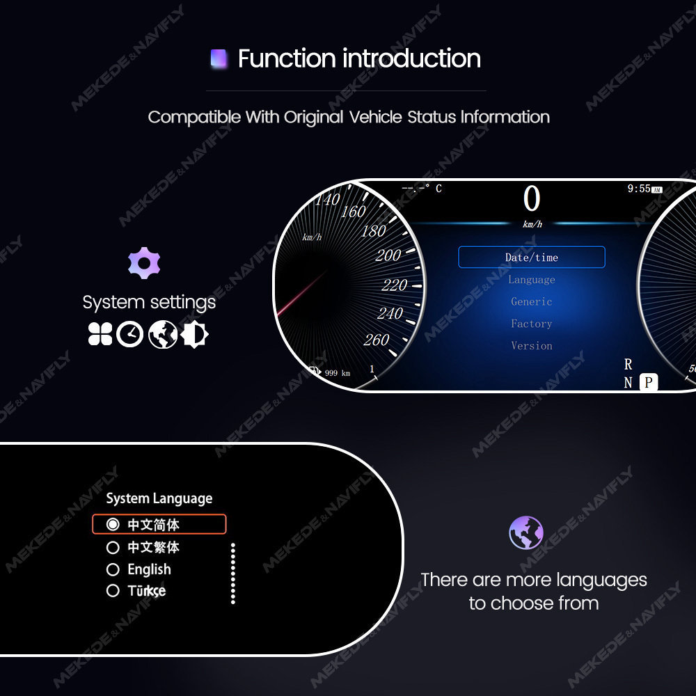 navitree android LCD digaltal dashboard for Benz CLA GLA 2013 - 2019 linux system 12.3 inch 1920*720 resolution