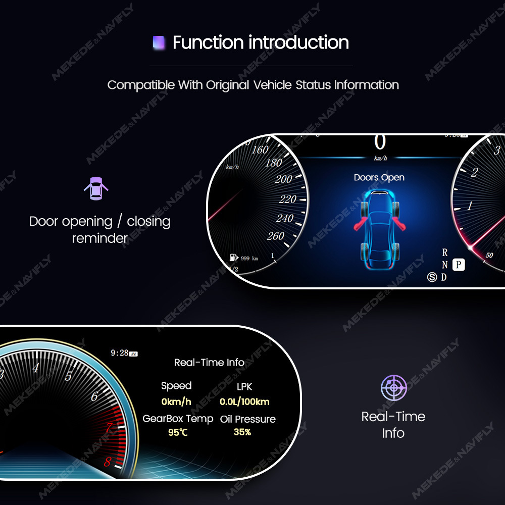 navitree android LCD digaltal dashboard for Benz CLA GLA 2013 - 2019 linux system 12.3 inch 1920*720 resolution