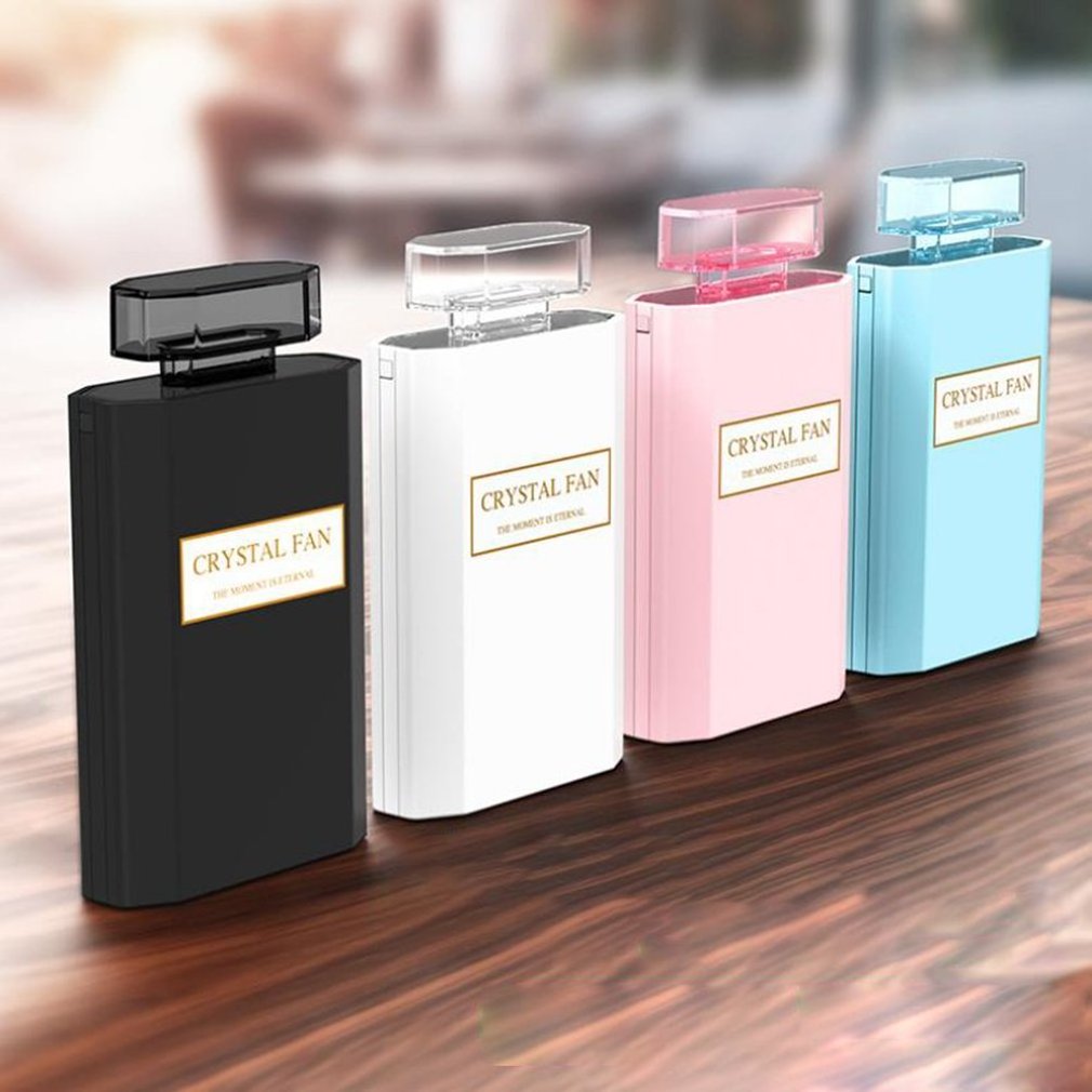 2021 white perfume bottle fan 1200mah lithium battery non electric cooling fans pocket mini usb fan for girls