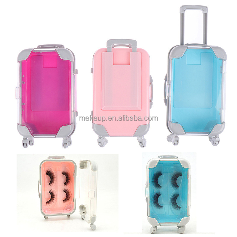 2022 Private Label Logo Lip Gloss Set Package Cute Mini Luggage Suitcase 3d Mink Eyelash Packaging Case 25mm Eyelashes Box