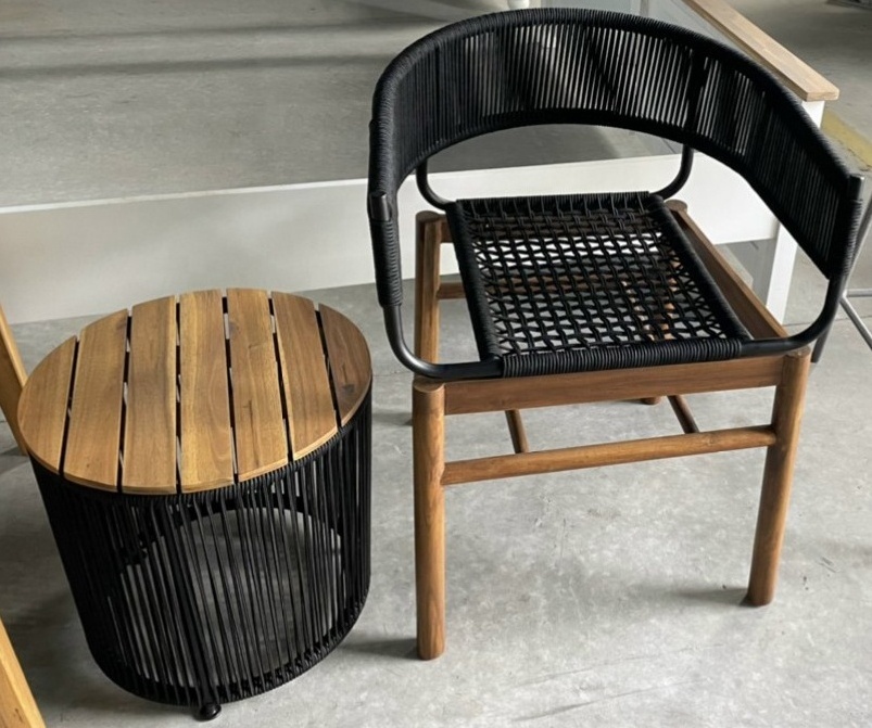 Weaving polyester rope chair with iron powder coating frame