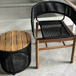 Weaving polyester rope chair with iron powder coating frame