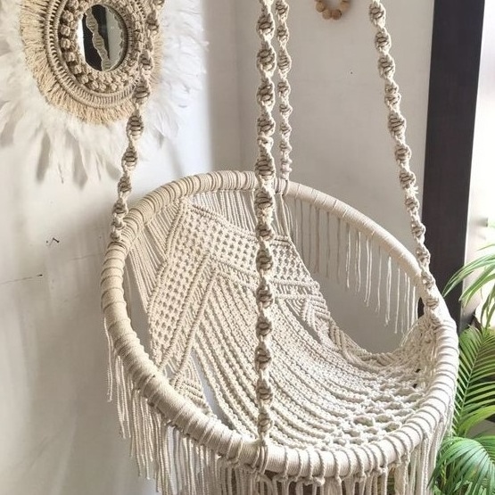 Outdoor Macrame Hammock Hanging Chair Cotton Rope Adult Swing Chair Hammock Chair