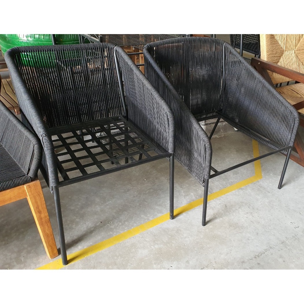 Weaving polyester rope chair with iron powder coating frame