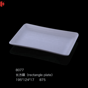 8077 A5 Melamine Food-Grade White Rectangle Plate Plain Dish with Sustainable Polished Surface for Parties Dishes & Plates Genre