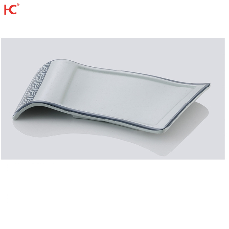 s9015 custom Vintage pattern restaurant Rectangle Plastic Sustainable 100% Melamine Dinnerware Plate Dish cuisine Parties hotel