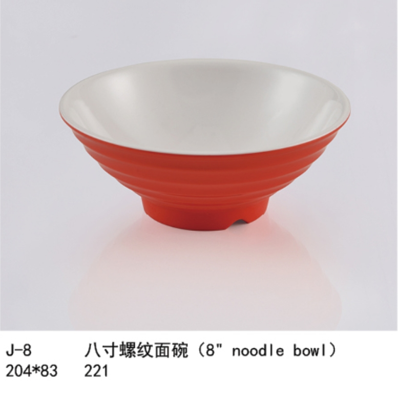 Factory-Direct Customized J-8 Unbreakable Porcelain Melamine Bowl Two-Color Restaurant and Fast Food Dinnerware Plates