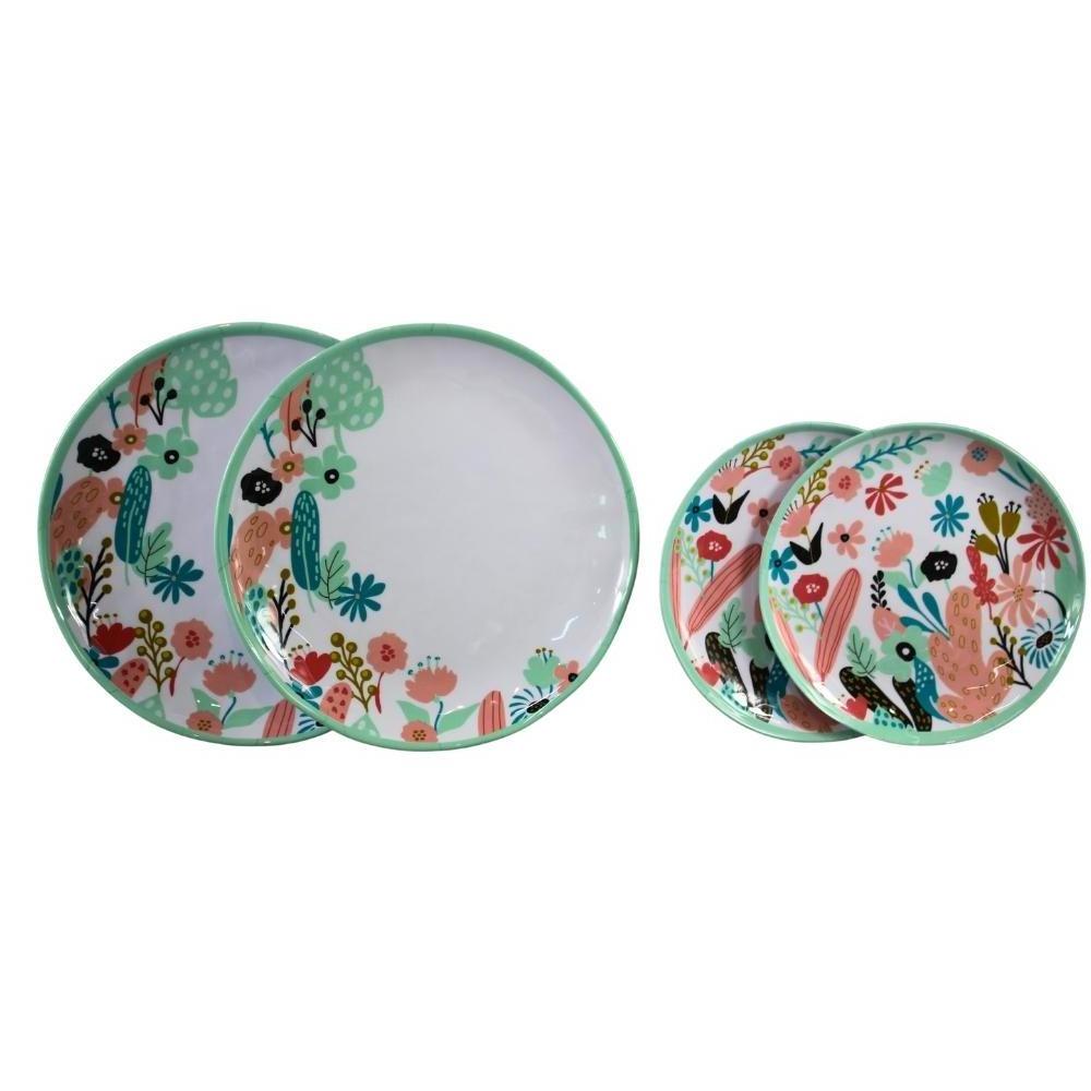 2024 New Spring/Summer Floral Design Melamine Dinner Set - 12 Piece Set