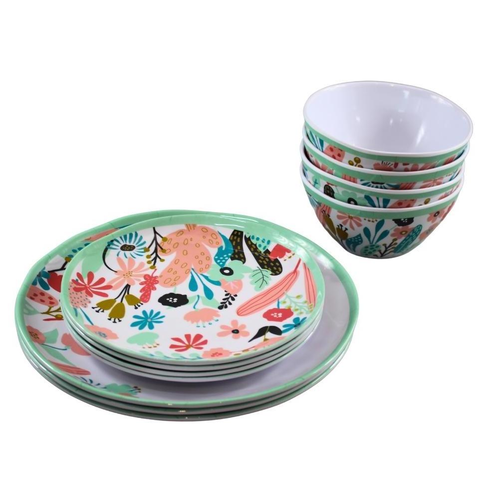 2024 New Spring/Summer Floral Design Melamine Dinner Set - 12 Piece Set