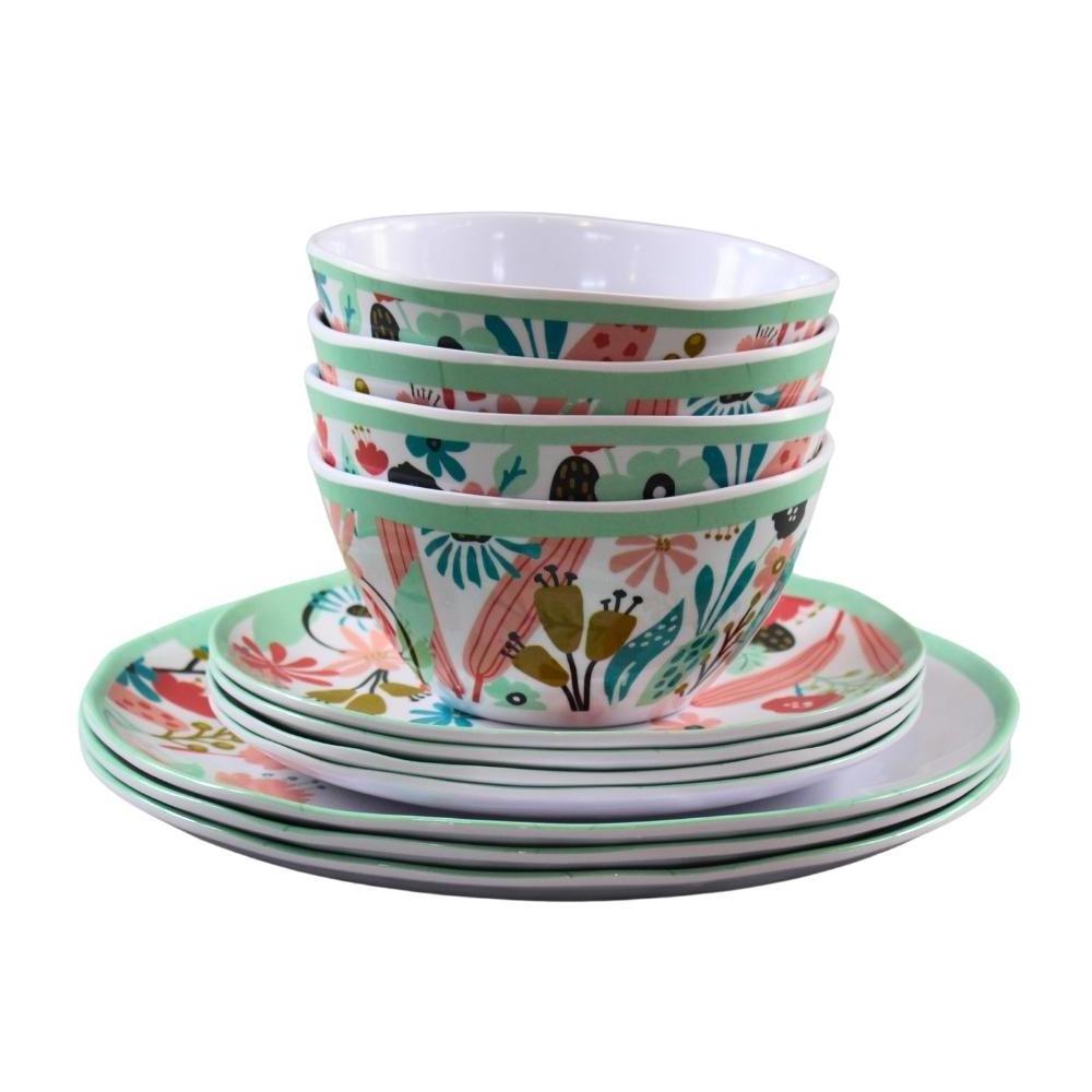 2024 New Spring/Summer Floral Design Melamine Dinner Set - 12 Piece Set