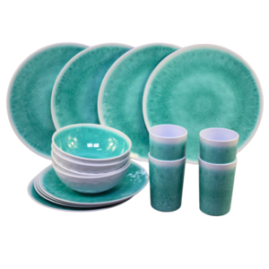 2024 Spring/Summer Collection: Refreshing Light Green Floral Melamine Dinnerware Set