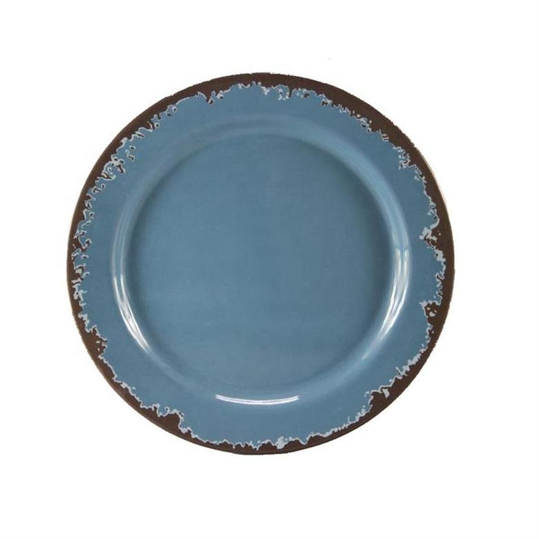 Vintage style Blue Melamine Dinner Plate Rustic Dessert Dishes