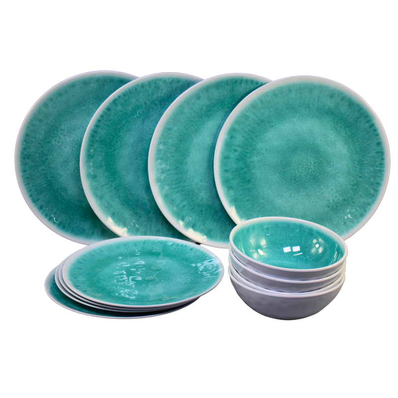 2024 Spring/Summer Collection: Refreshing Light Green Floral Melamine Dinnerware Set