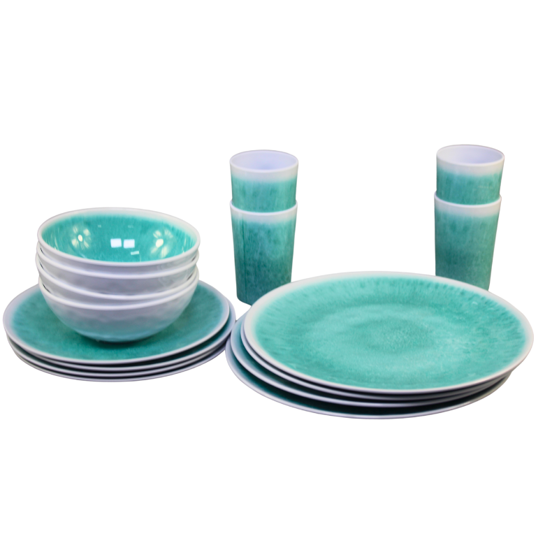 2024 Spring/Summer Collection: Refreshing Light Green Floral Melamine Dinnerware Set