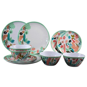 2024 New Spring/Summer Floral Design Melamine Dinner Set - 12 Piece Set