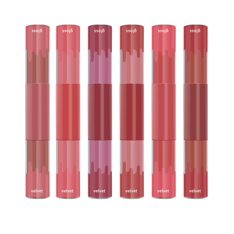 Melason Wholesale Custom Lipstick OEM  2 In 1 Lip Mud Velvet Matte Lipgloss Private Label Double Sided Lipgloss  Lipstick