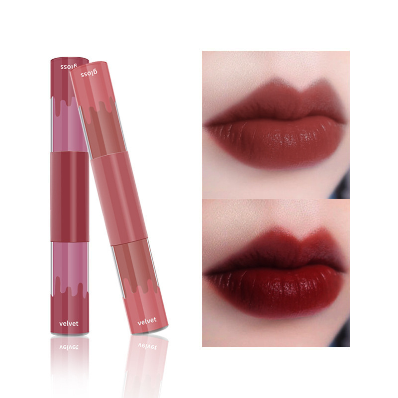 Melason Wholesale Custom Lipstick OEM  2 In 1 Lip Mud Velvet Matte Lipgloss Private Label Double Sided Lipgloss  Lipstick