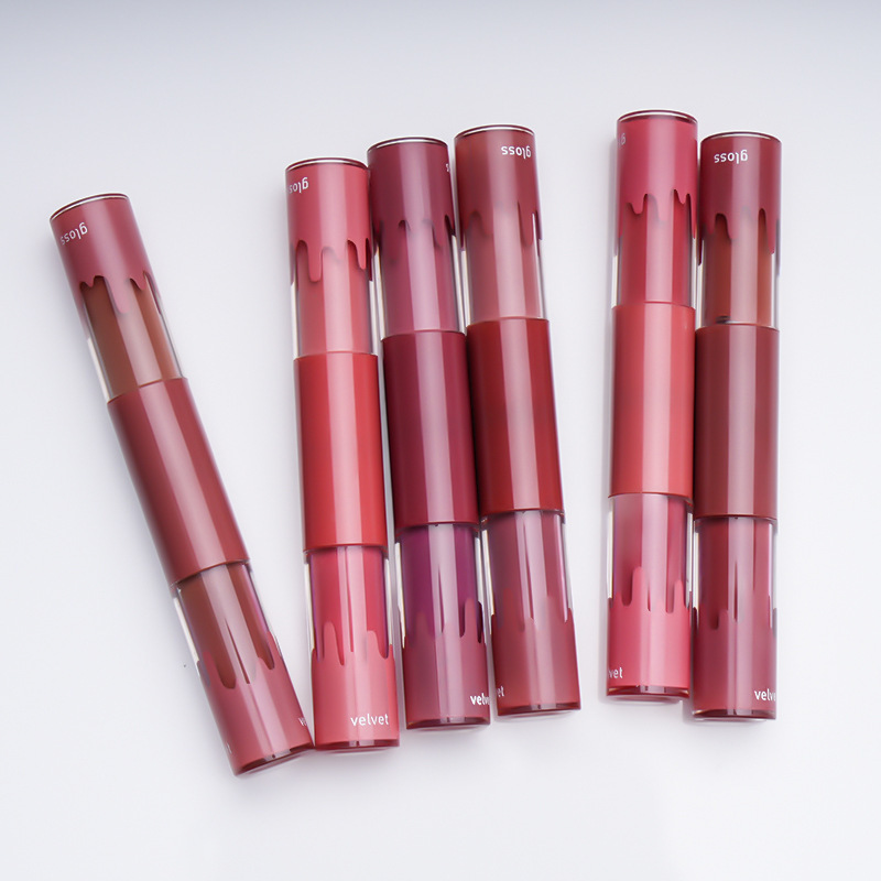 Melason Wholesale Custom Lipstick OEM  2 In 1 Lip Mud Velvet Matte Lipgloss Private Label Double Sided Lipgloss  Lipstick