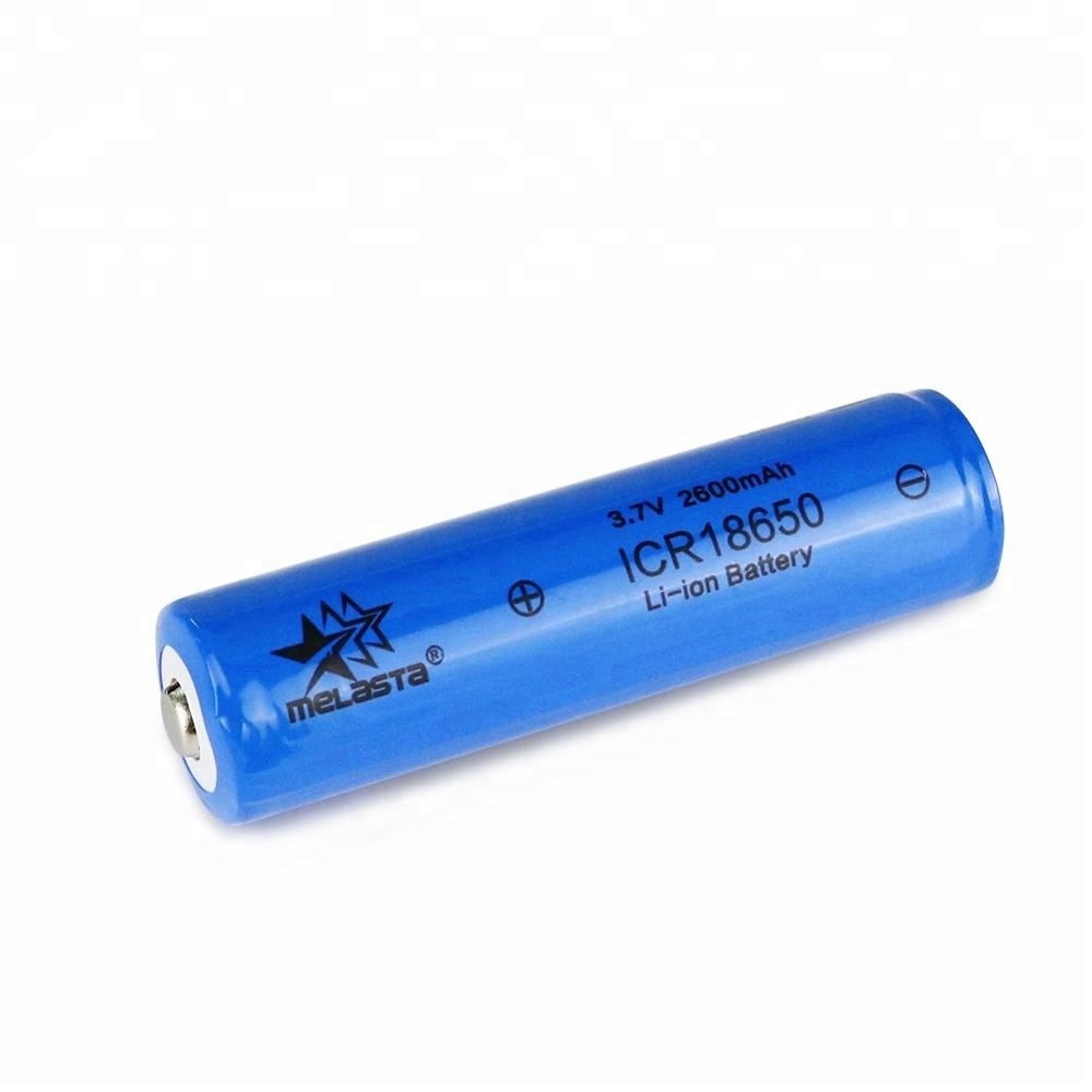 Melasta Rechargeable Li-ion Cylindrical Cells 3.7V 2600mAh 18650 flashlight battery