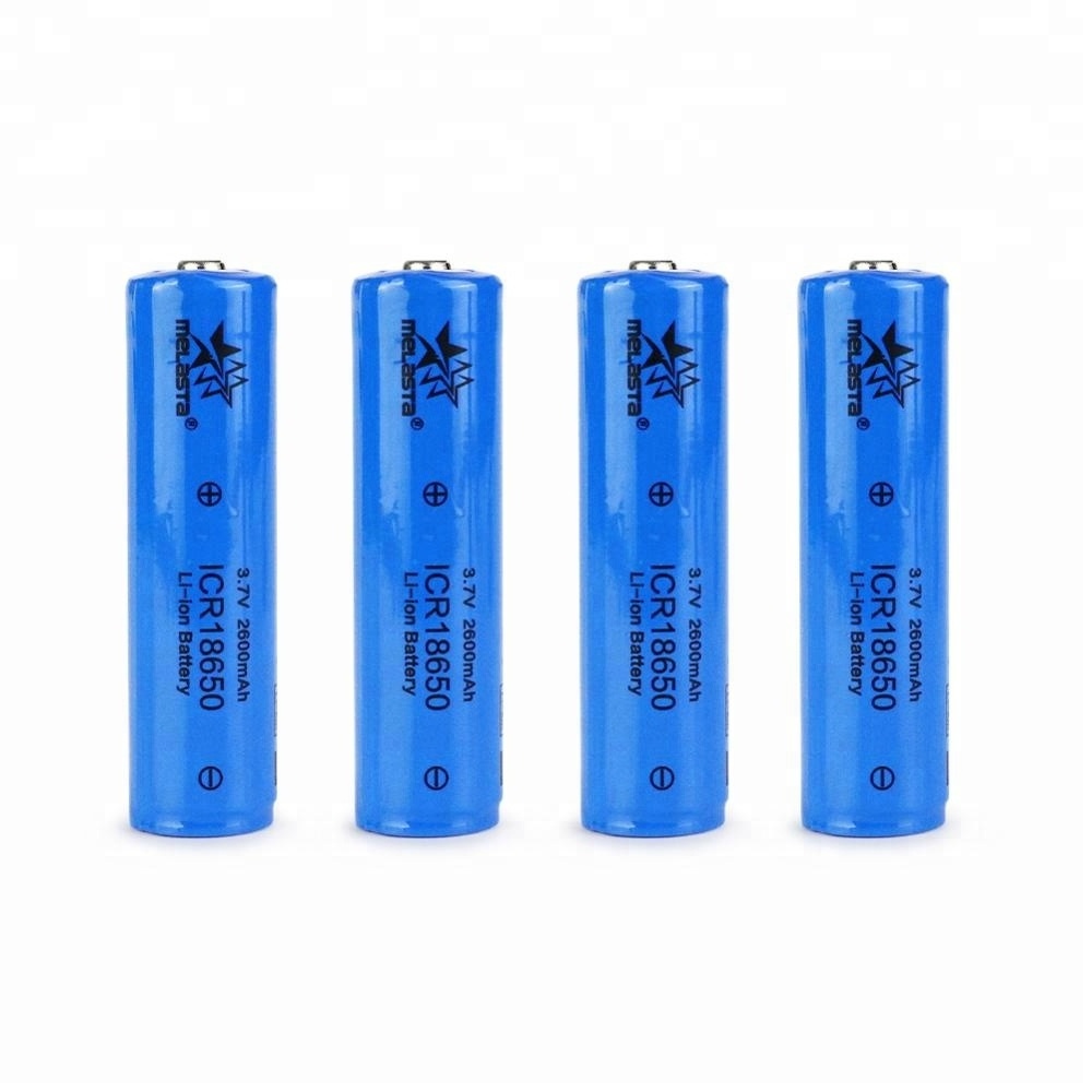 Melasta Rechargeable Li-ion Cylindrical Cells 3.7V 2600mAh 18650 flashlight battery