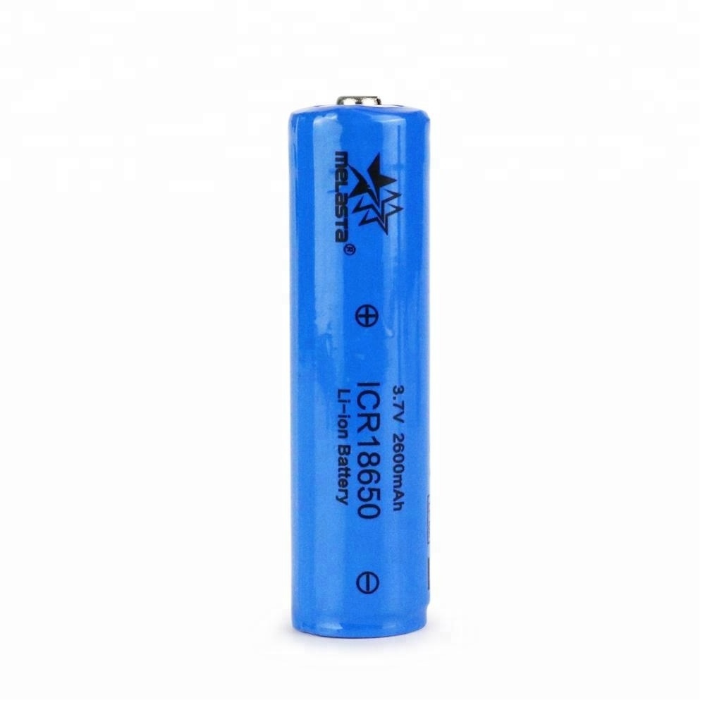 Melasta Rechargeable Li-ion Cylindrical Cells 3.7V 2600mAh 18650 flashlight battery